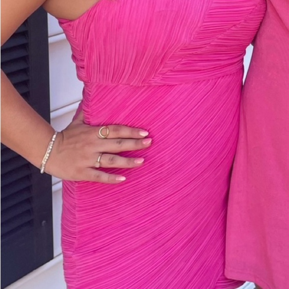 Pink Do+Be one shoulder textured mini dress - worn once
